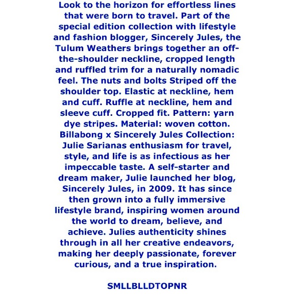 Billabong Off The Shoulder Top Small Cropped Striped 100% Cotton Sun Faded Look - Picture 16 of 16